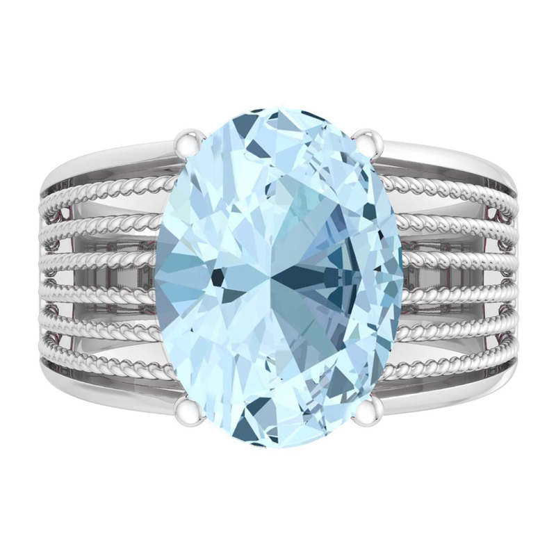 Martha Stewart 6 3/4ctw. Oval Aquamarine & Lab Grown Diamond Hidden Halo Ring In Sterling Silver image number null